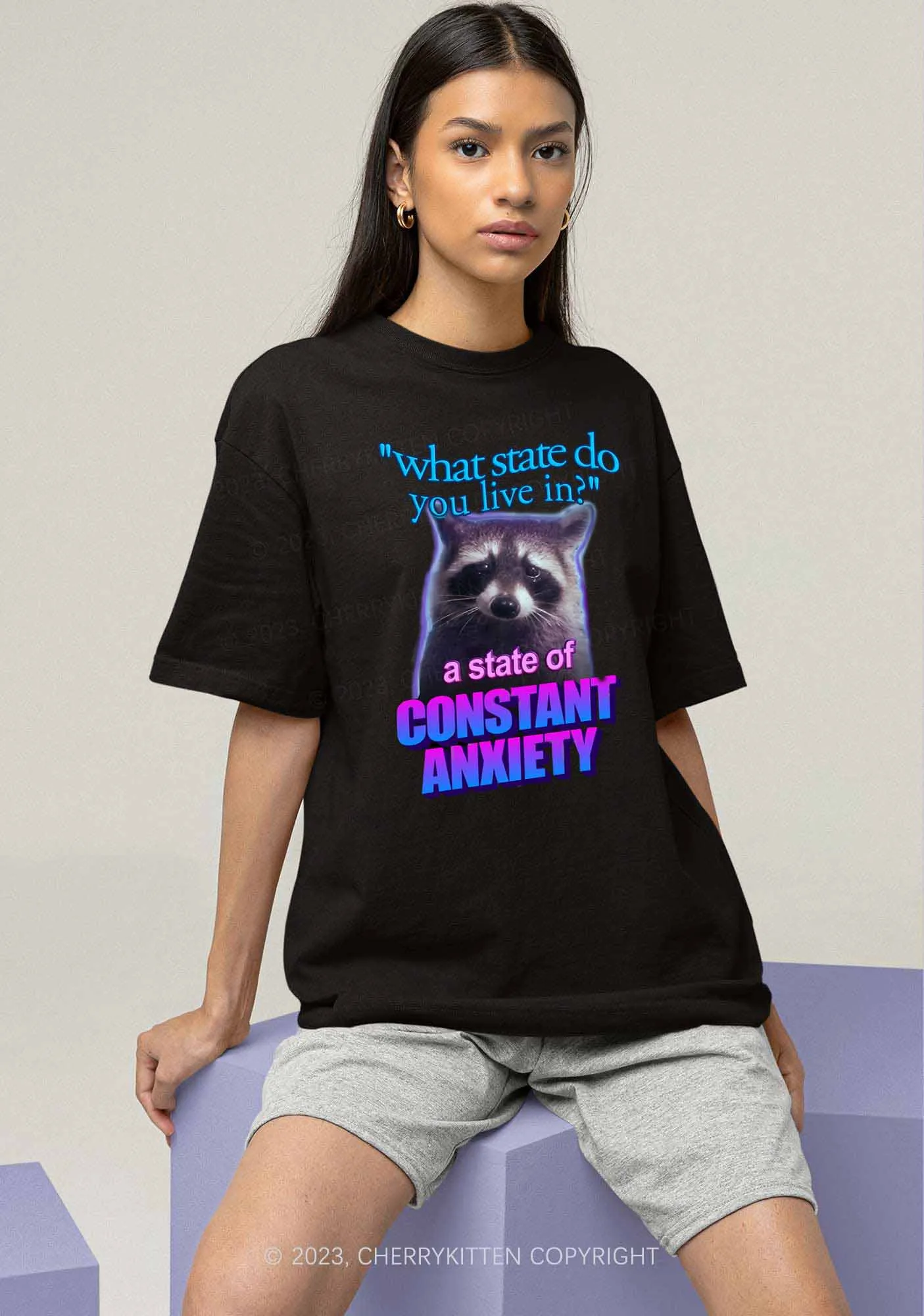 A State Of Constant Anxiety Y2K Chunky Shirt Cherrykitten