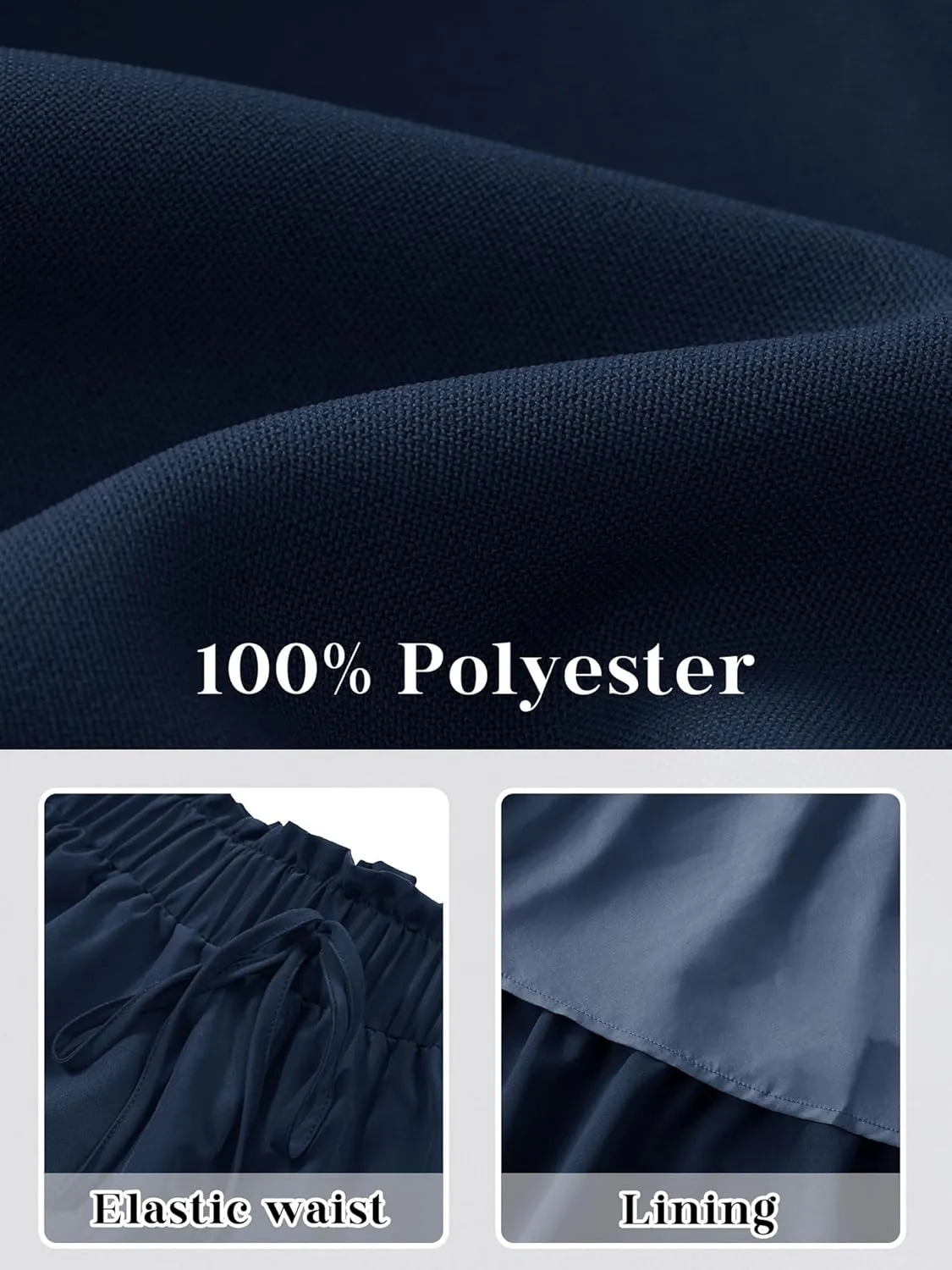 Anbech Women's Midi Skirt Elastic High Waisted Summer Pleated Beach Casual Skirts
