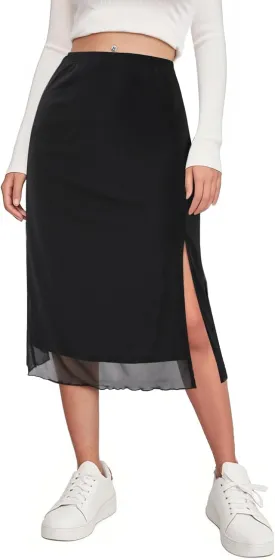 Avanova Women Slit Midi Skirt High Waisted Split Summer Casual Drawstring Pockets Sweat Skirt