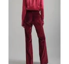Bootleg Suit Velvet Trousers in Pomegranate