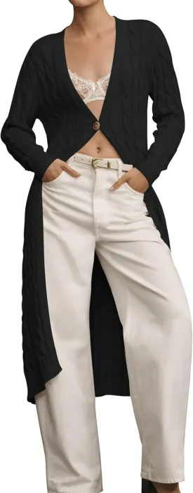 Cakulo Womens Long Cardigans Cable Knit Chunky Cardigan Sweaters Trendy Open Front Fall Sweater Coats 2025