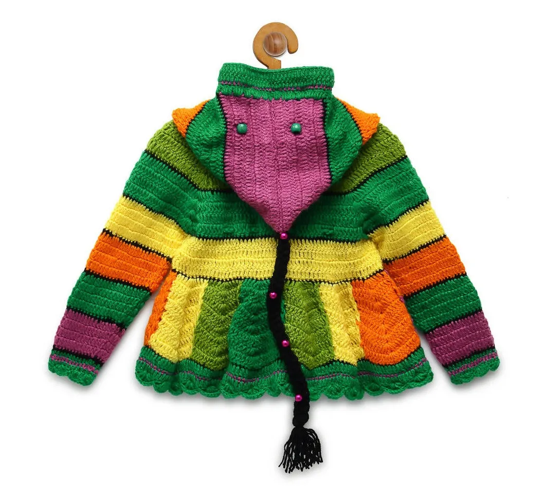 ChutPut Hand knitted Rainbow Hooded Sweater For Baby Boys - Multi
