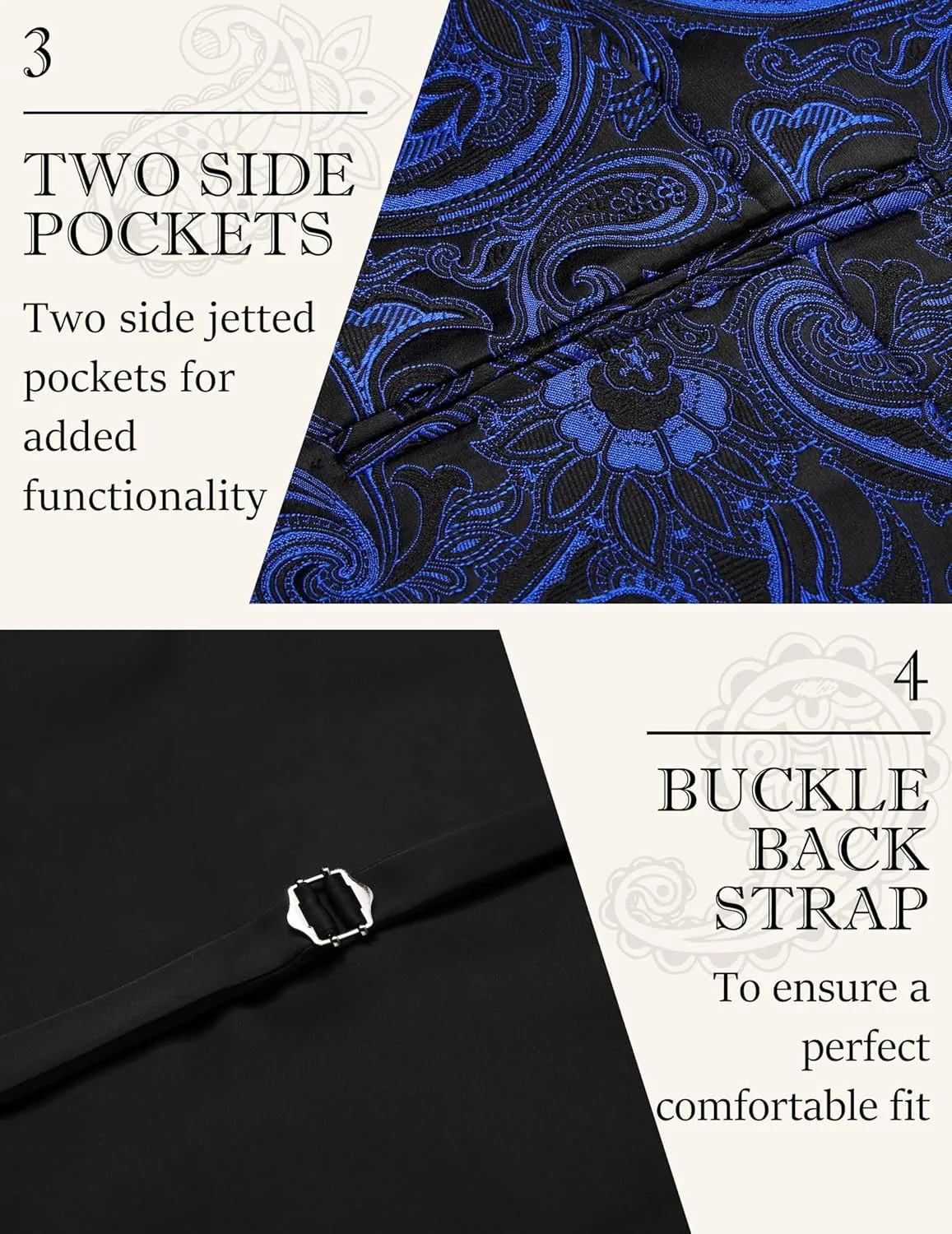 COOFANDY Men's Paisley Vests Victorian Steampunk Gothic Suit Vest Slim Fit V-Neck Tuxedo Waistcoat
