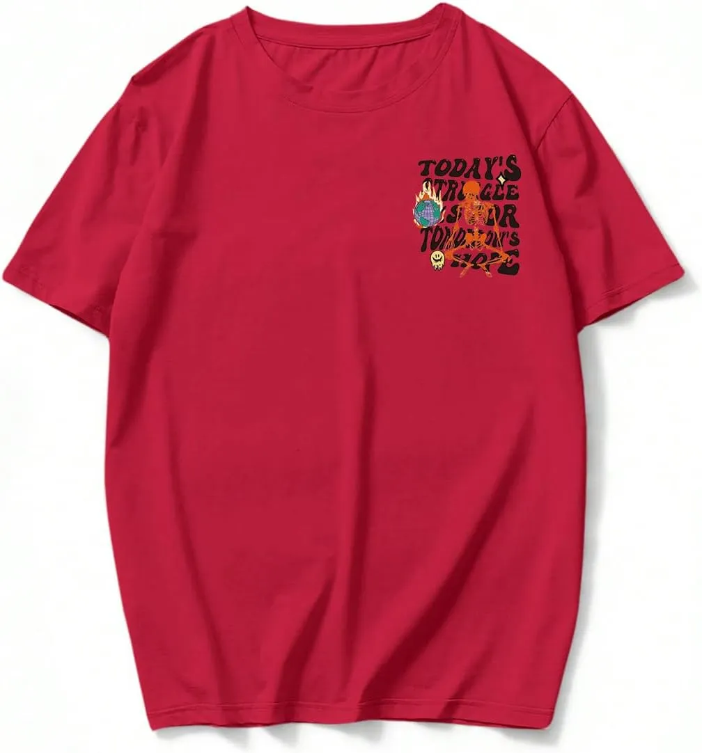 COZYEASE Men's Graphic Tees Letter Print Casual Short Sleeve T Shirts Summer Tops Vintage Tees