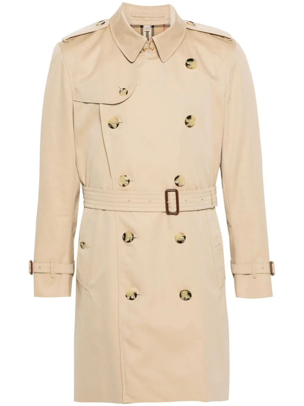 double-breasted cotton trench coat