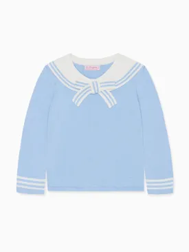 Dusty Blue Claudina Cotton Girl Sweater
