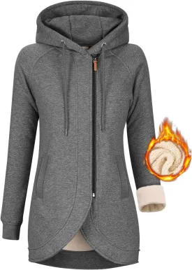 Fleece Jacket Women Hoodies Zip Up Sherpa Fleece Thermal Jackets Full Zip Warm Jackets for Womens Winter Coats