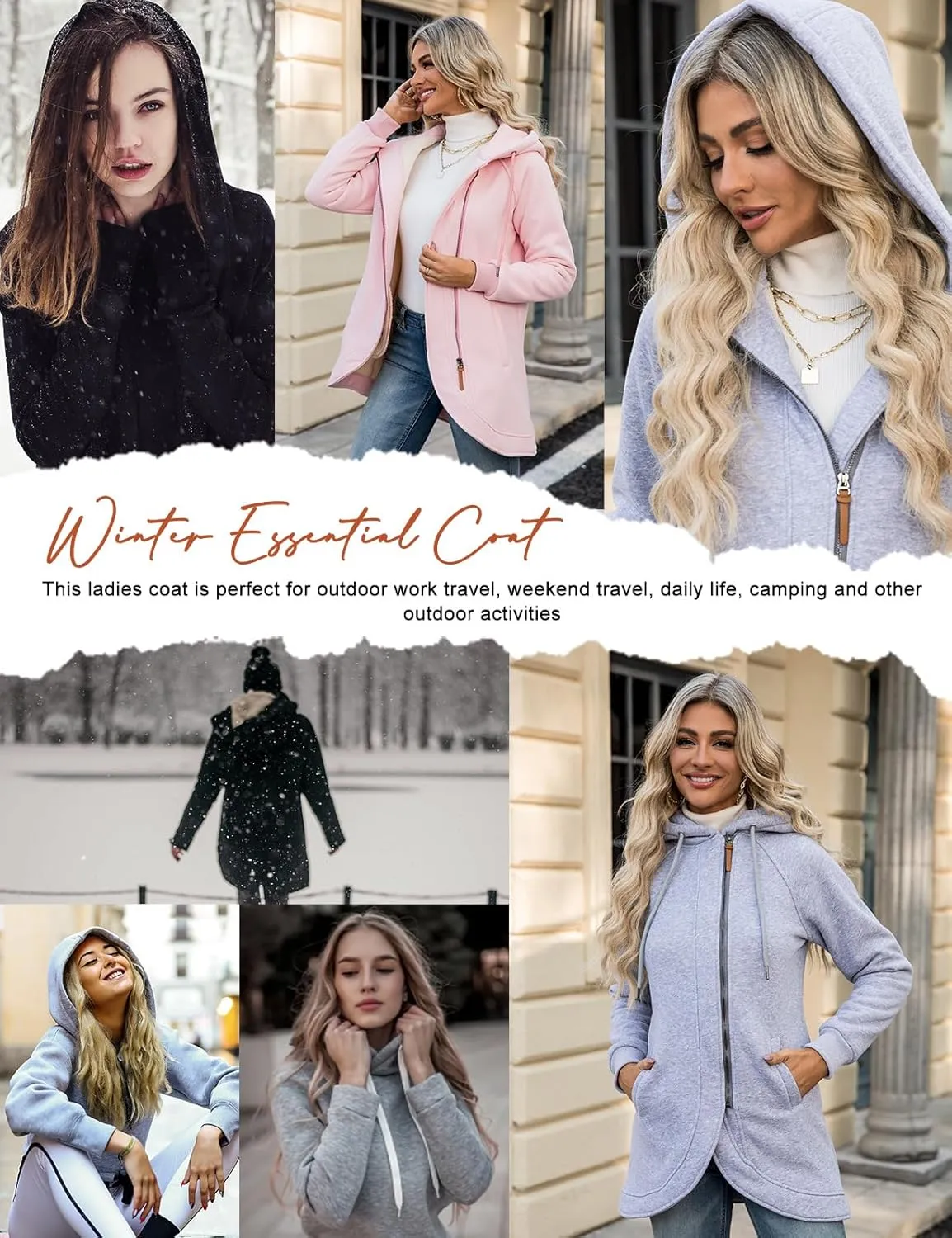 Fleece Jacket Women Hoodies Zip Up Sherpa Fleece Thermal Jackets Full Zip Warm Jackets for Womens Winter Coats