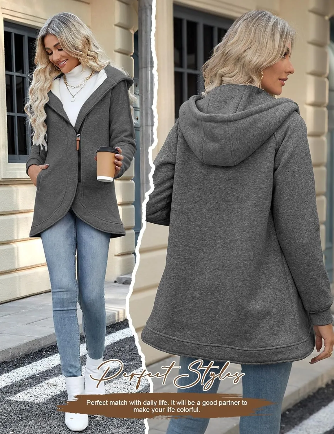 Fleece Jacket Women Hoodies Zip Up Sherpa Fleece Thermal Jackets Full Zip Warm Jackets for Womens Winter Coats