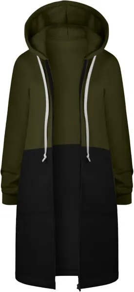 GOFULY Sweatshirt Dress Women Lightweight Zip Up Hoodies Fleece Fall Long Sleeve Drawstring Clothes Solid Jacket With Pockets