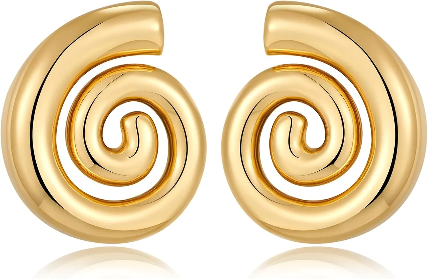 Gold Sliver Statement Earrings for Women - Spiral Swirl Chunky Vintage Stud Earrings, Trendy Jewelry | Summer Beach Jewelry