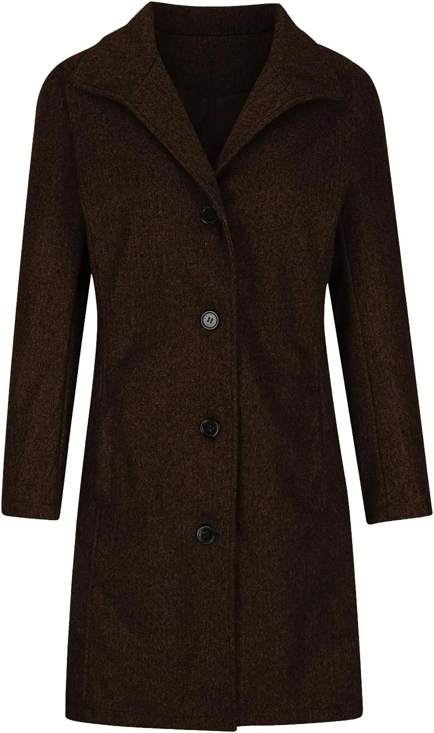 HGps8w Classic Single-Breasted Trench Coat for Women Dressy Wool Blend Winter Pea Coat Mid-Long Outerwear Jacket with Pockets