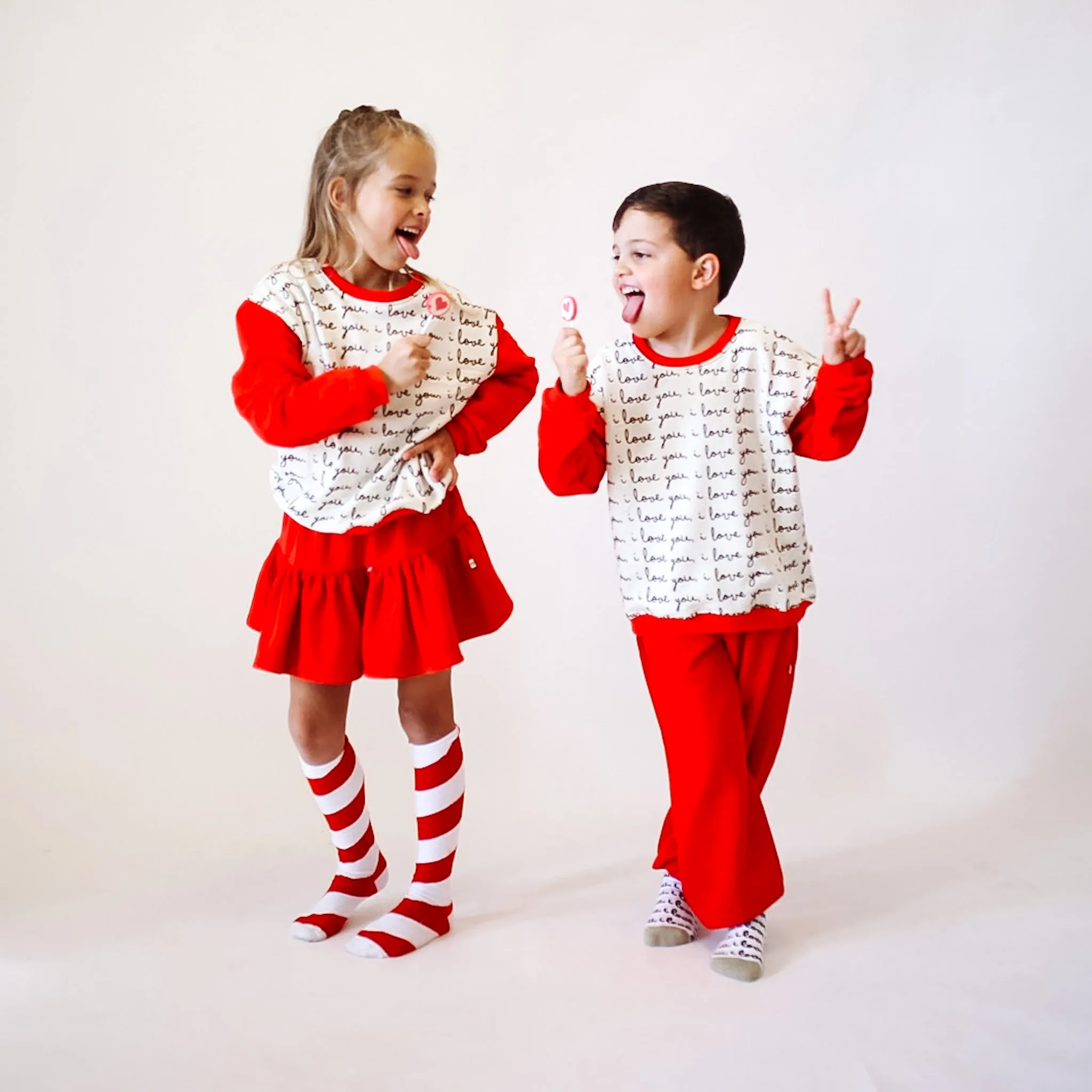 I LOVE YOU pullover |  in red  | oversized  drop shoulder | KIDS