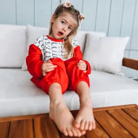 I LOVE YOU pullover |  in red  | oversized  drop shoulder | KIDS
