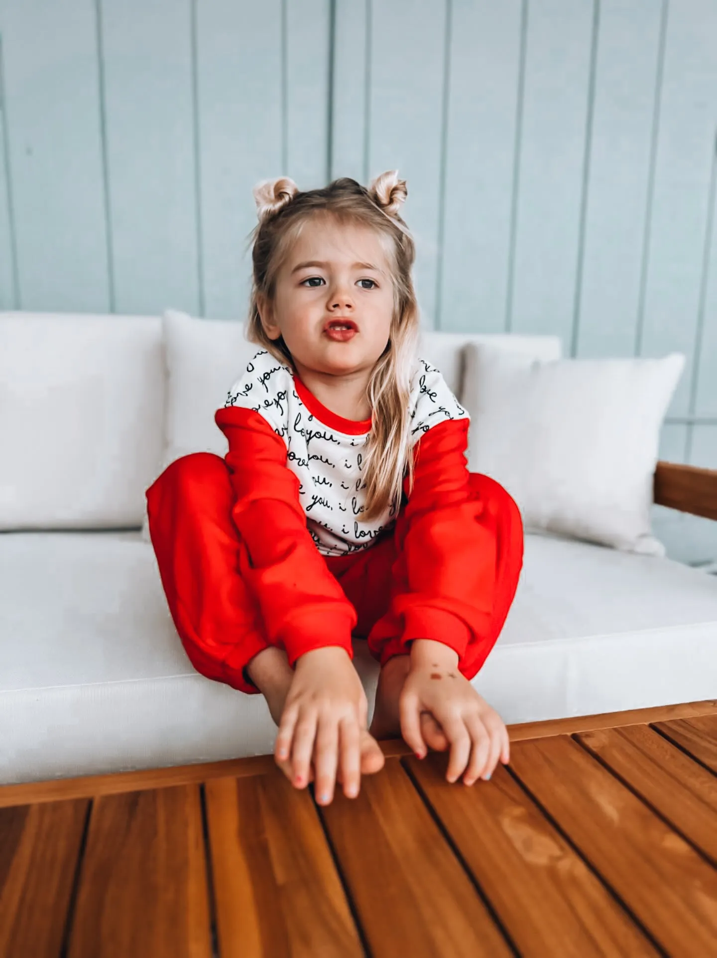I LOVE YOU pullover |  in red  | oversized  drop shoulder | KIDS