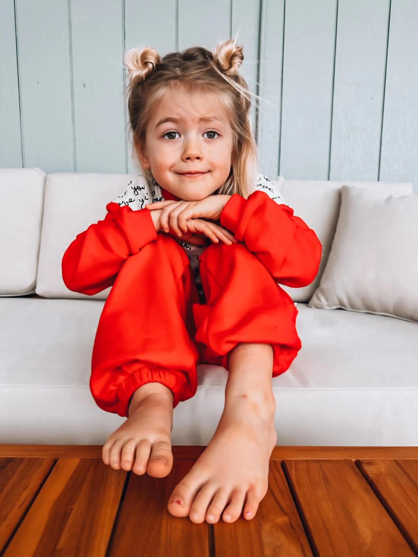 I LOVE YOU pullover |  in red  | oversized  drop shoulder | KIDS