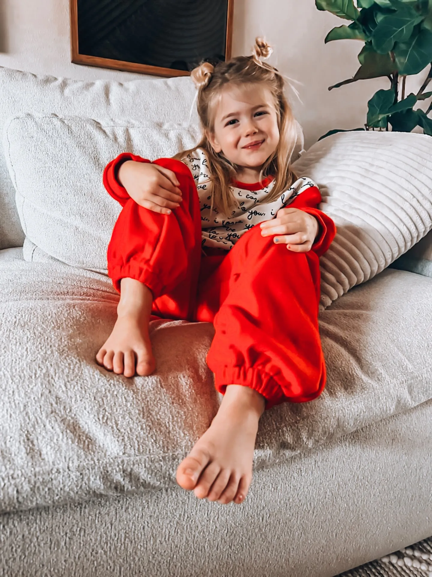 I LOVE YOU pullover |  in red  | oversized  drop shoulder | KIDS