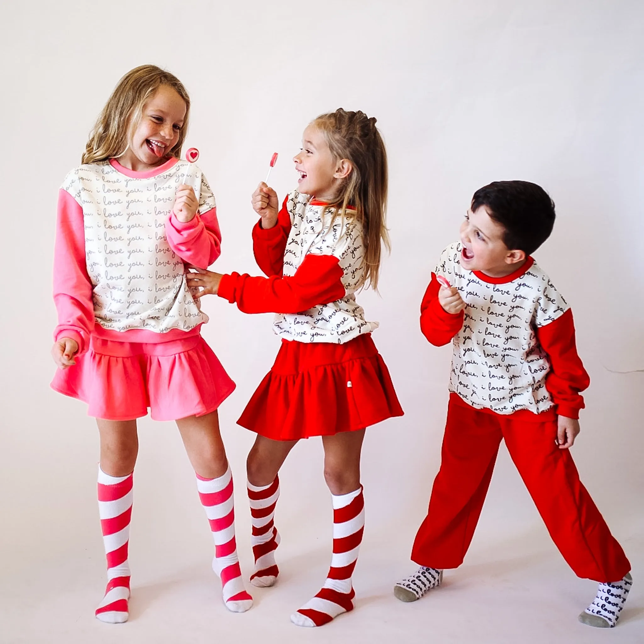 I LOVE YOU pullover |  in red  | oversized  drop shoulder | KIDS