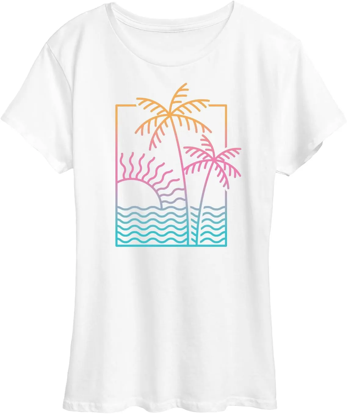 Instant Message - Line Drawing Sunset - Women's Short Sleeve Graphic T-Shirt