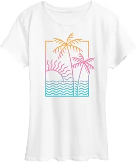 Instant Message - Line Drawing Sunset - Women's Short Sleeve Graphic T-Shirt