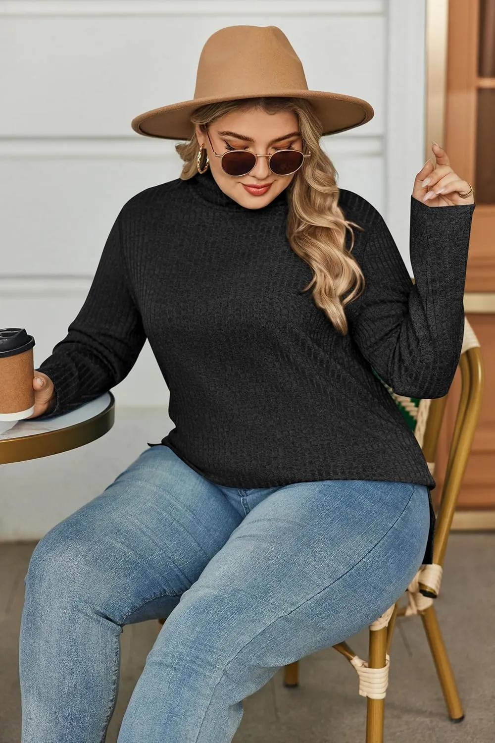 IN'VOLAND Plus Size Womens TurtleNeck Sweater Fall Long Sleeve Tunic Tops Lightweight Pullover 16W-24W