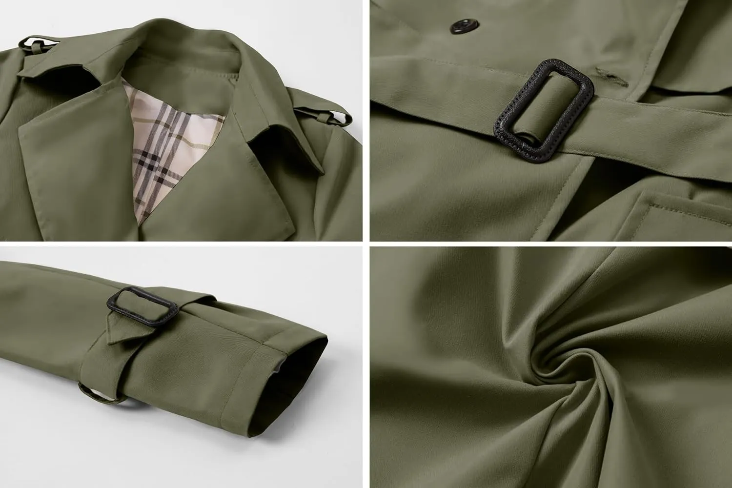 Joe Wenko Women's Waterproof Trench Coat Double Breasted Lapel Rain Coats for Women With Belt