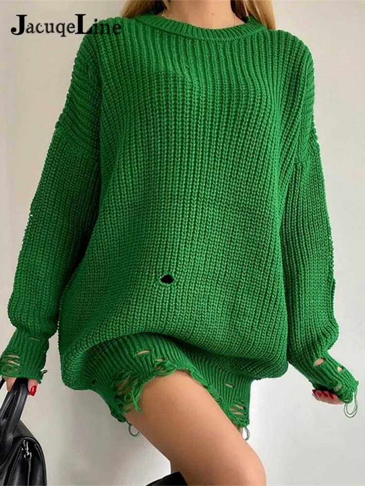 Joskaa hoco dresses Christmas Gift JacuqeLine 2024 Autumn Winter Zipper Mini Knitted Women's Dress Sweater Oversize Long Sleeve Y2K Top Party Woman Clothes Dresses
