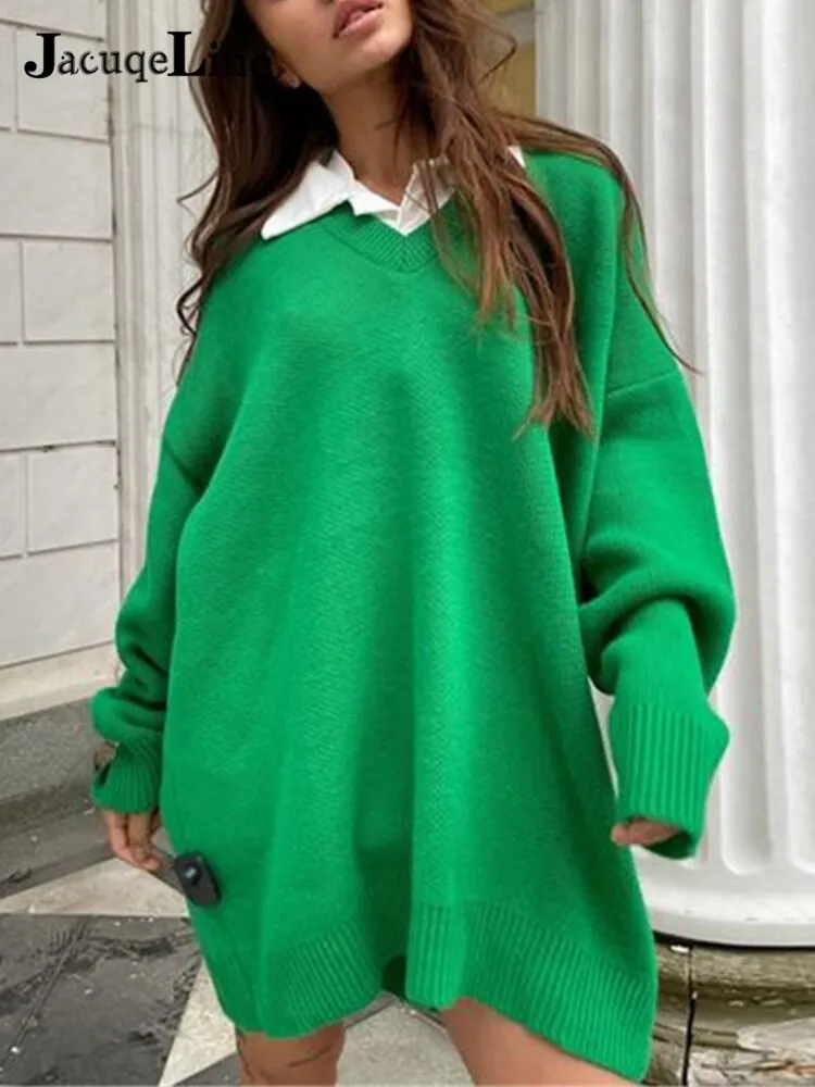 Joskaa hoco dresses Christmas Gift JacuqeLine 2024 Autumn Winter Zipper Mini Knitted Women's Dress Sweater Oversize Long Sleeve Y2K Top Party Woman Clothes Dresses