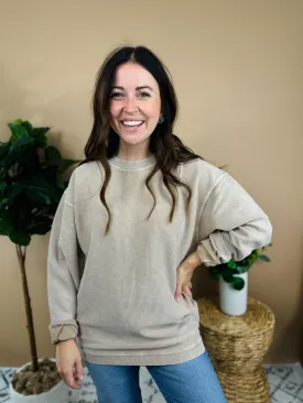 Light Mocha Essential Corded Crew Sweatshirt
