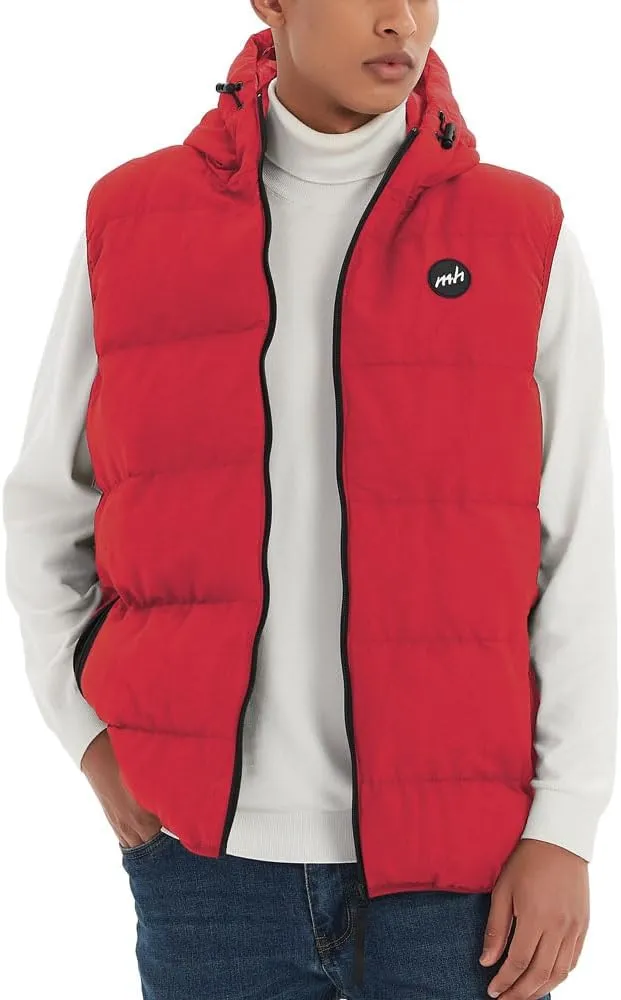 MADHERO Men's Puffer Vest with Hood Water-Resistant Puffy Vests Outerwear Sleeveless Jacket