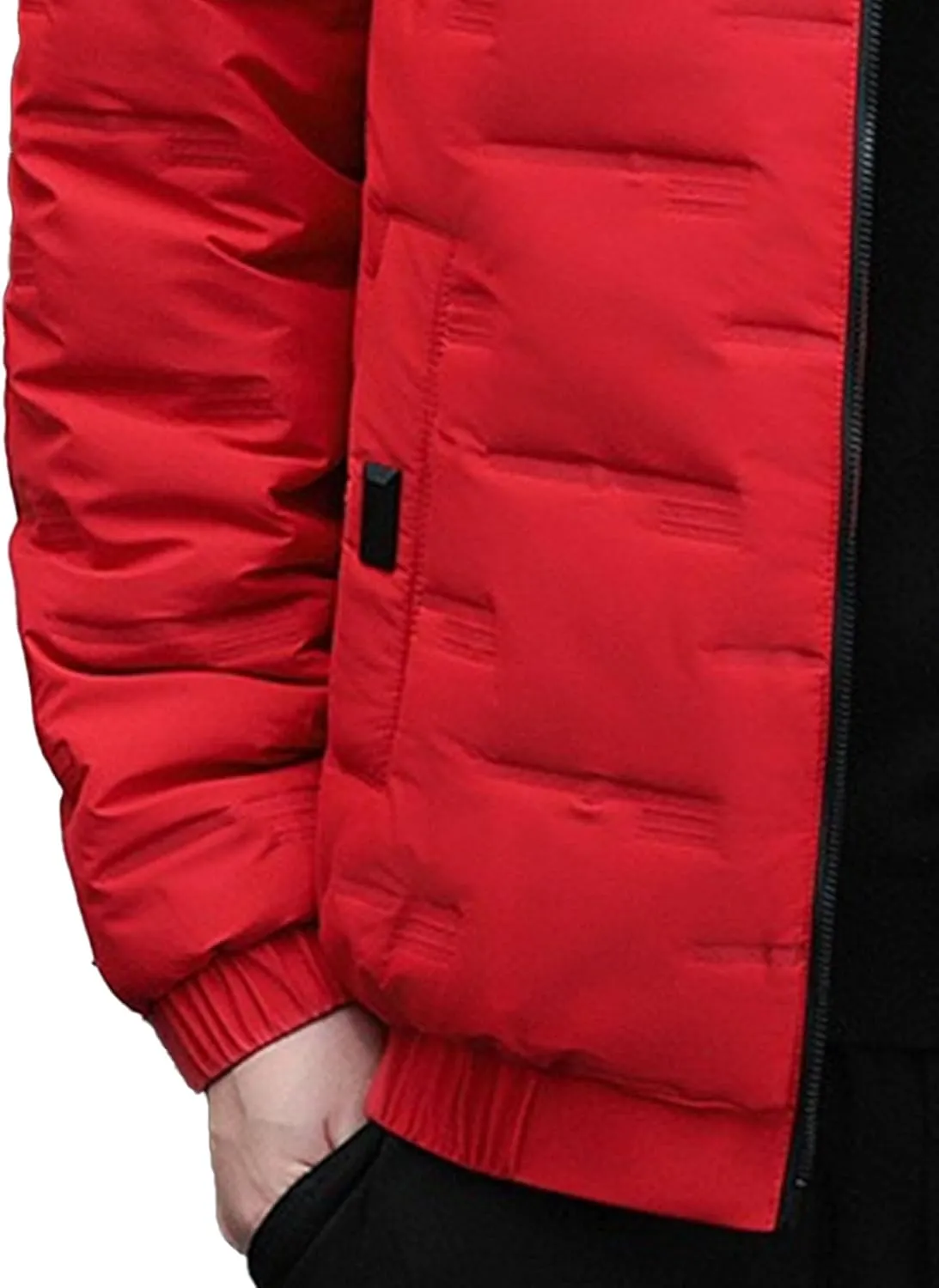 Mens Hooded Bomber Jacket Full Zip Lightweight Casual Windbreaker Windproof Quilted Jacket Warm Winter Padded Coats