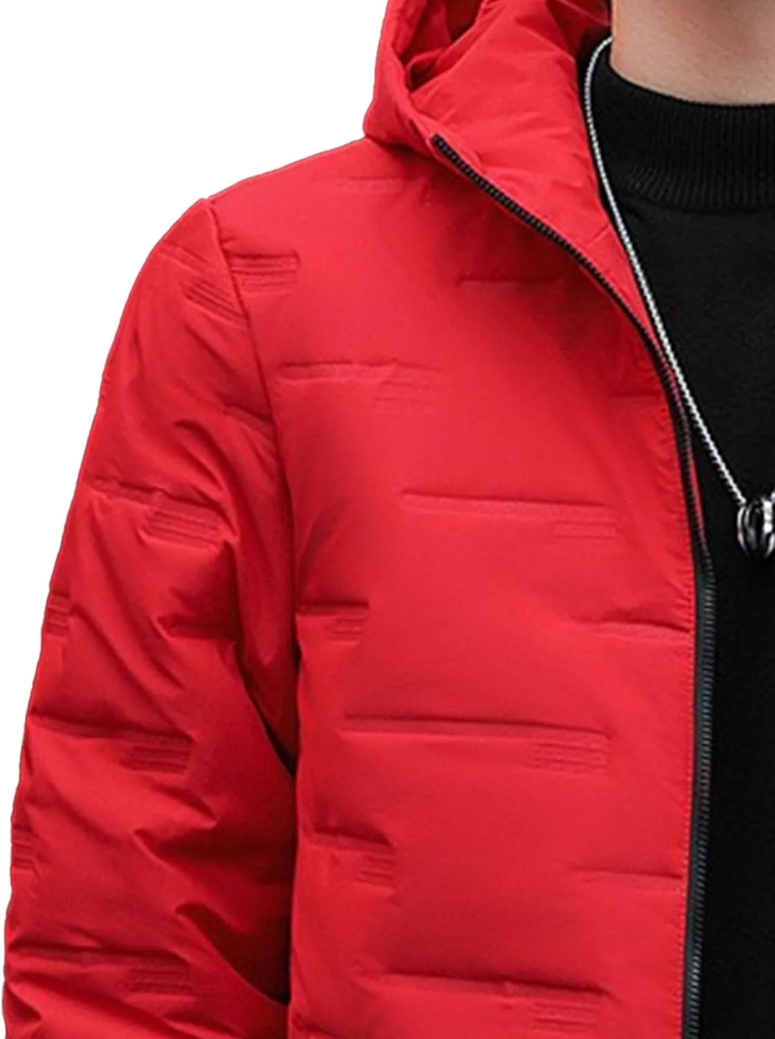 Mens Hooded Bomber Jacket Full Zip Lightweight Casual Windbreaker Windproof Quilted Jacket Warm Winter Padded Coats