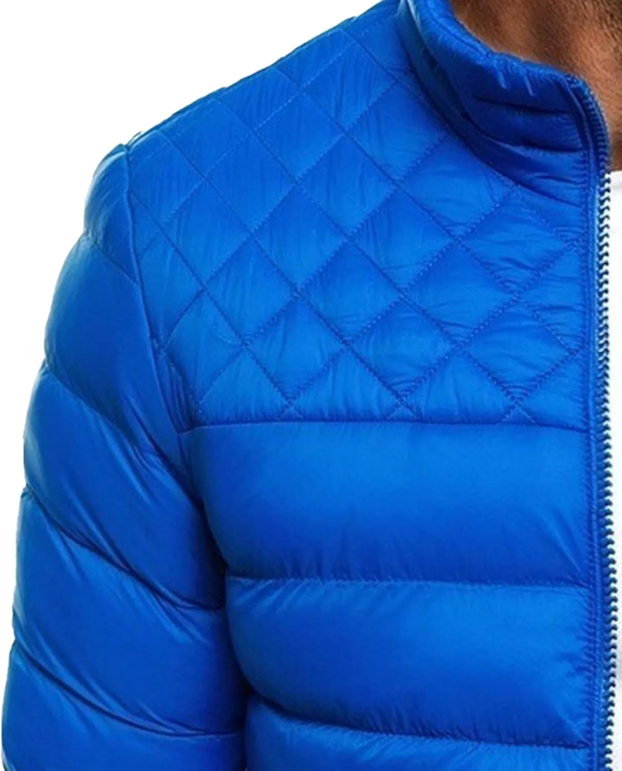 Mens Stand Collar Bomber Jackets Diamond Quilted Jacket Rib Varsity Coat Windproof Winter Warm Padded Coats Outwear