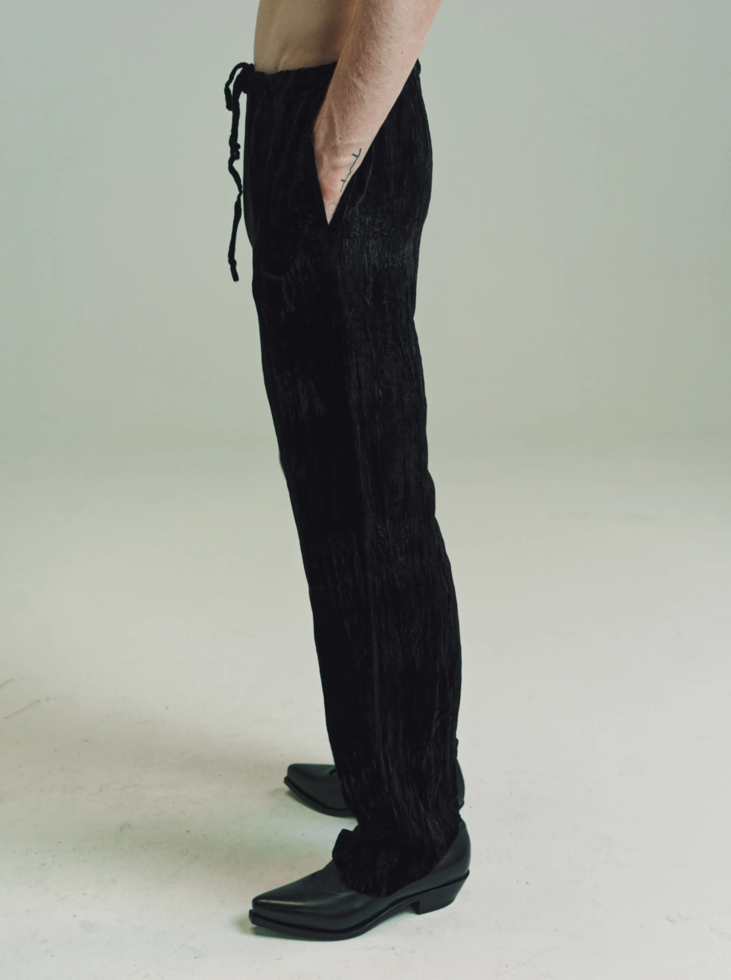 NO.198 Black Crushed Velvet Trousers