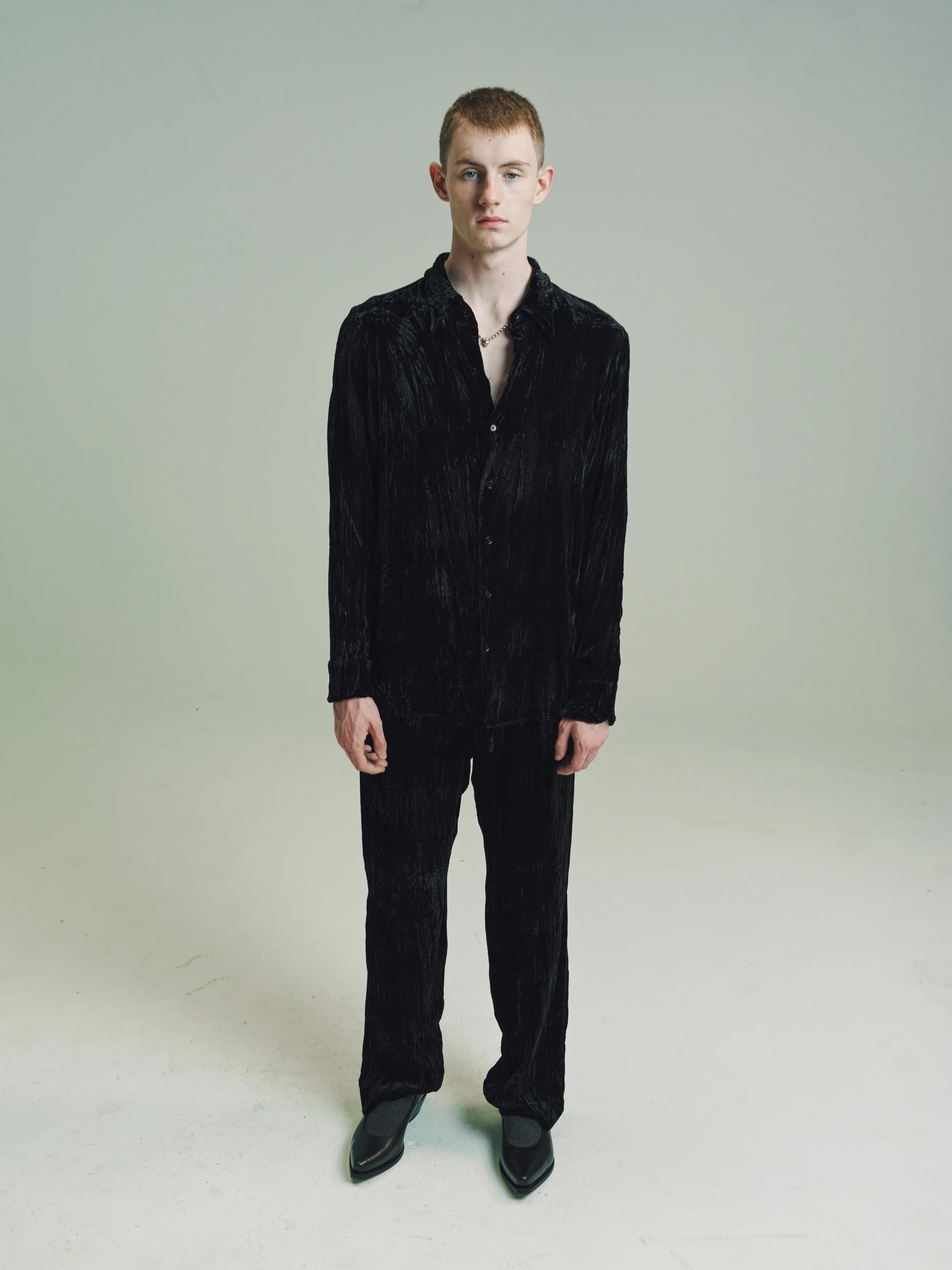NO.198 Black Crushed Velvet Trousers