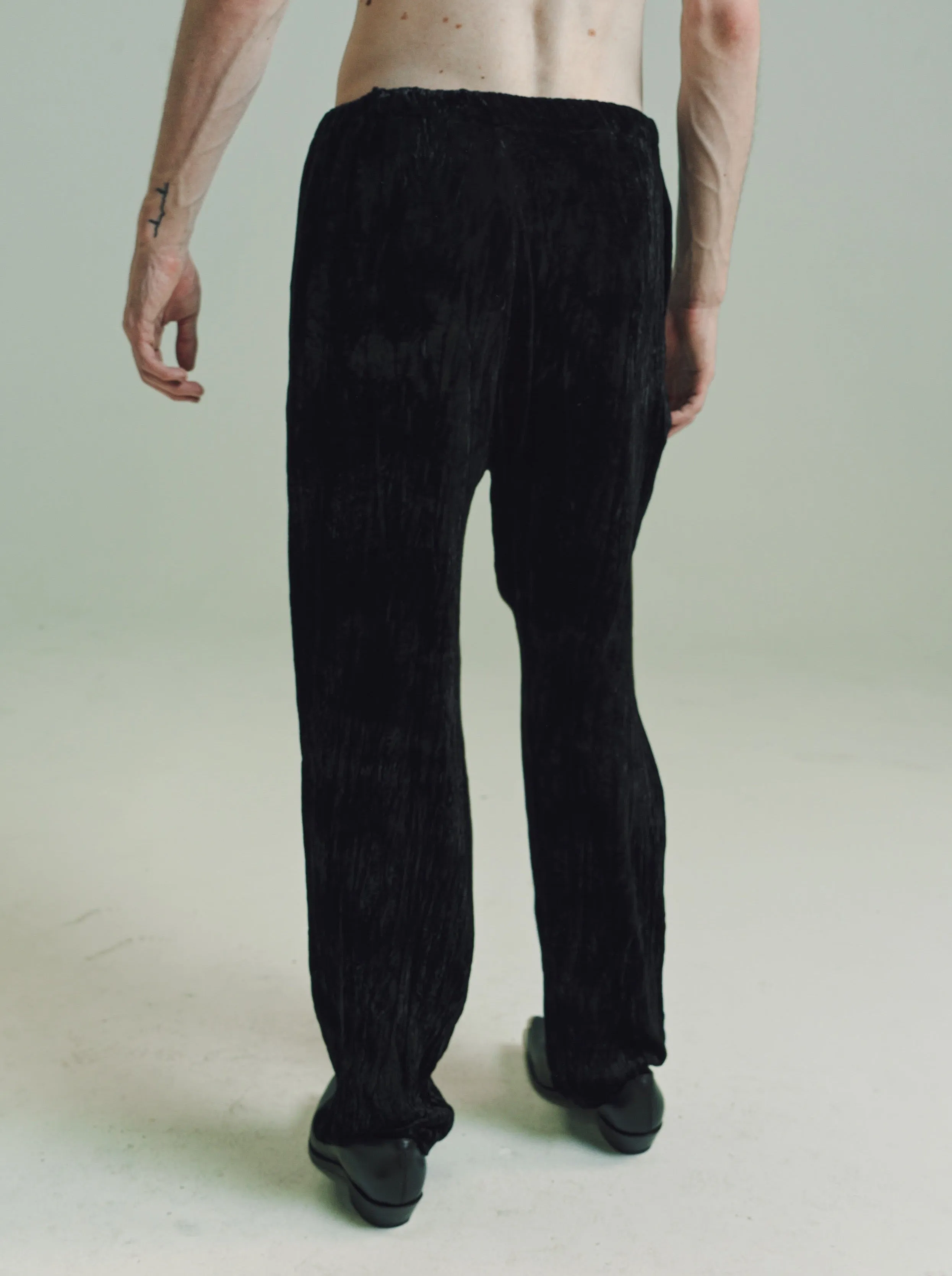 NO.198 Black Crushed Velvet Trousers