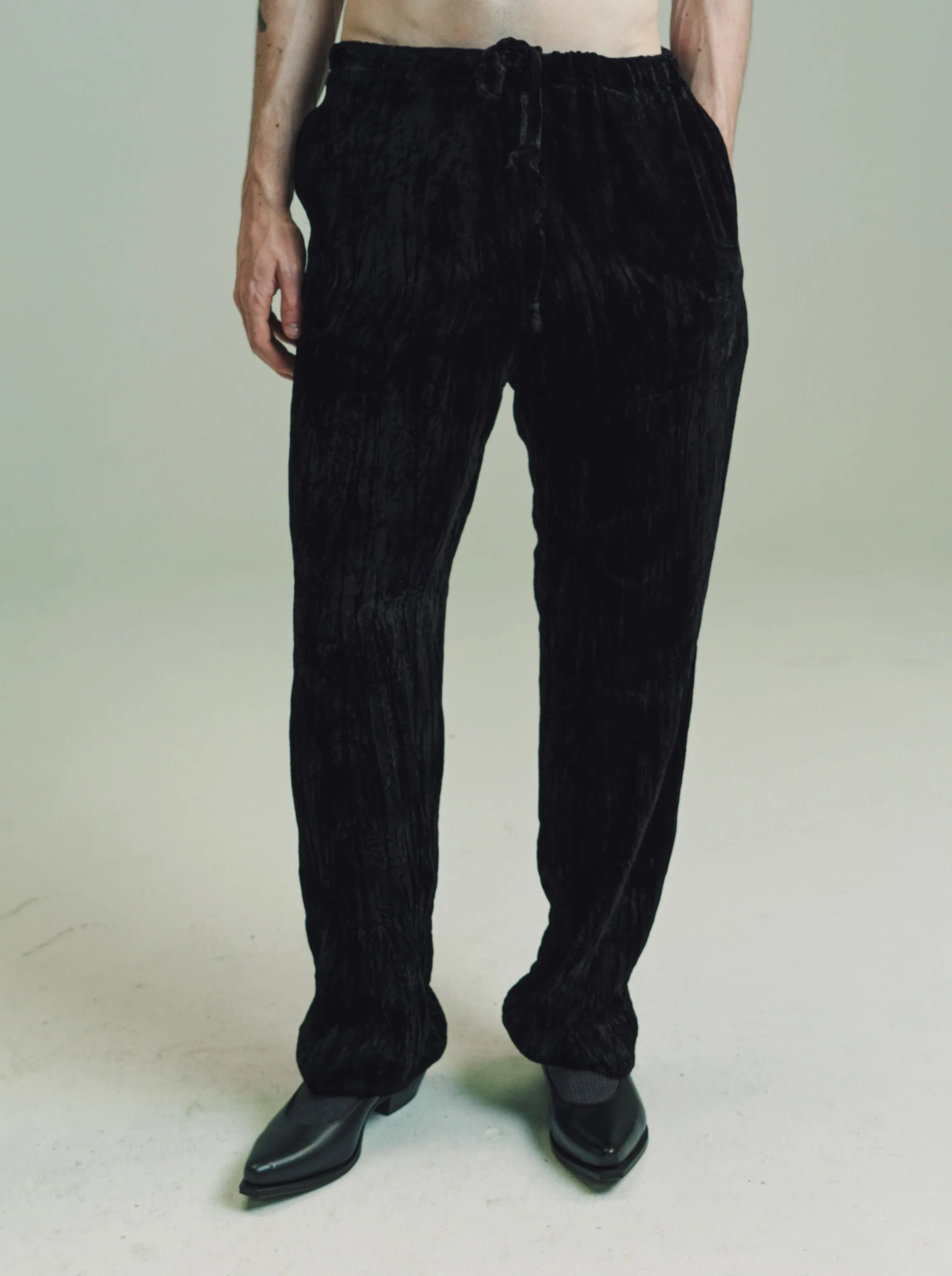 NO.198 Black Crushed Velvet Trousers