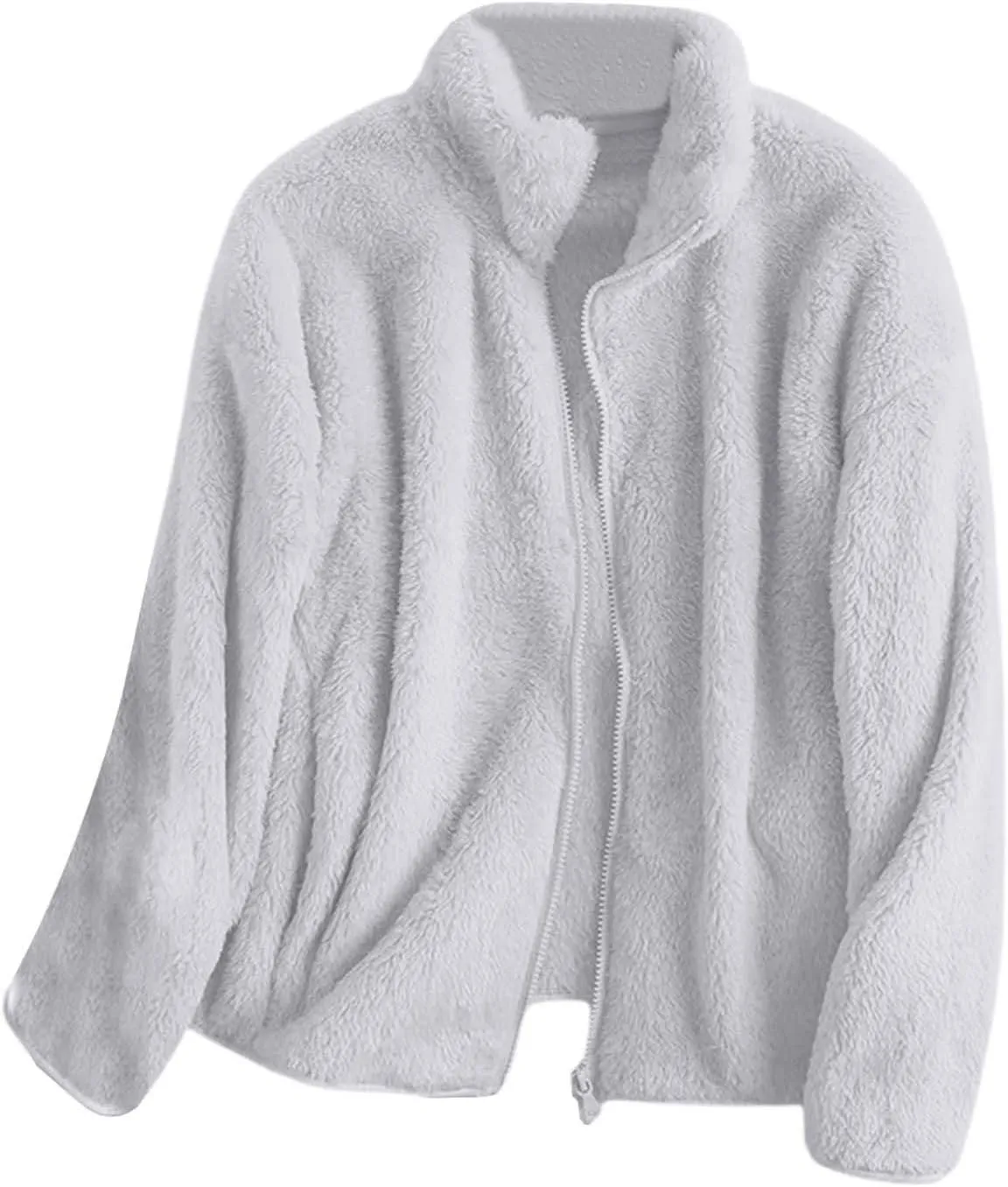 Sherpa Jacket Women Lightweight Fleece Zip Up Jackets Long Sleeve Cozy Soft Fluffy Fuzzy Sweater Coats with Pockets