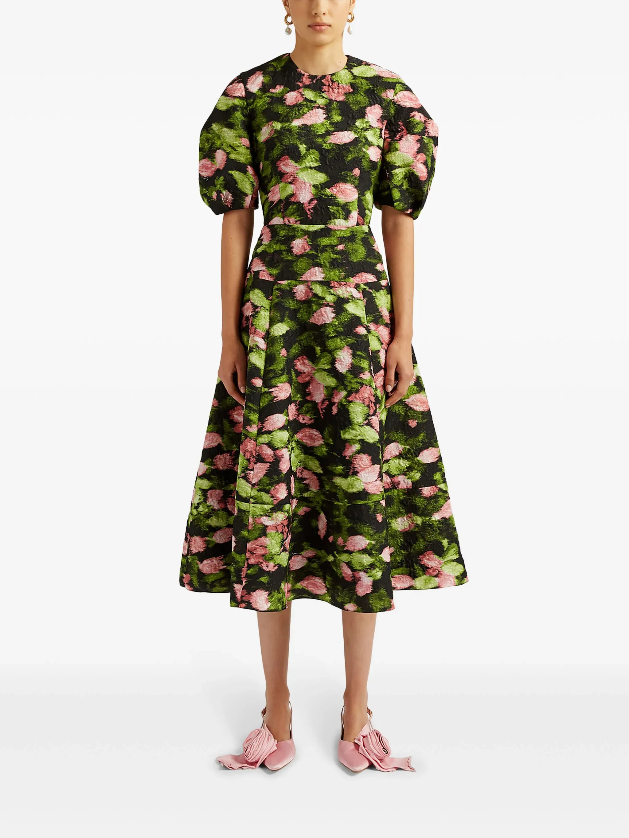 Short Sleeve Waisted Midi Dress