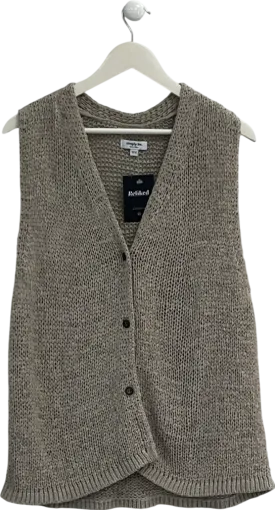 SimplyBe Beige Stone Chunky Tape Yarn Waistcoat UK 16