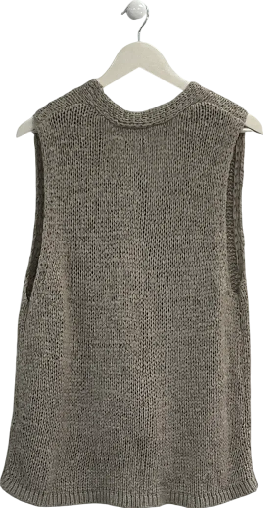 SimplyBe Beige Stone Chunky Tape Yarn Waistcoat UK 16
