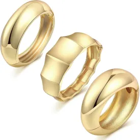 SONNYX 1-3 PCS Chunky Gold Bangle Bracelets for Women Trendy Open Wide Cuff Bracelet Irregular Wrist Cuff Wrap Bracelet Bangle Jewelry