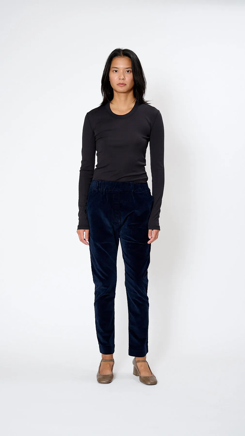 Velvet Slim Trouser in Ink