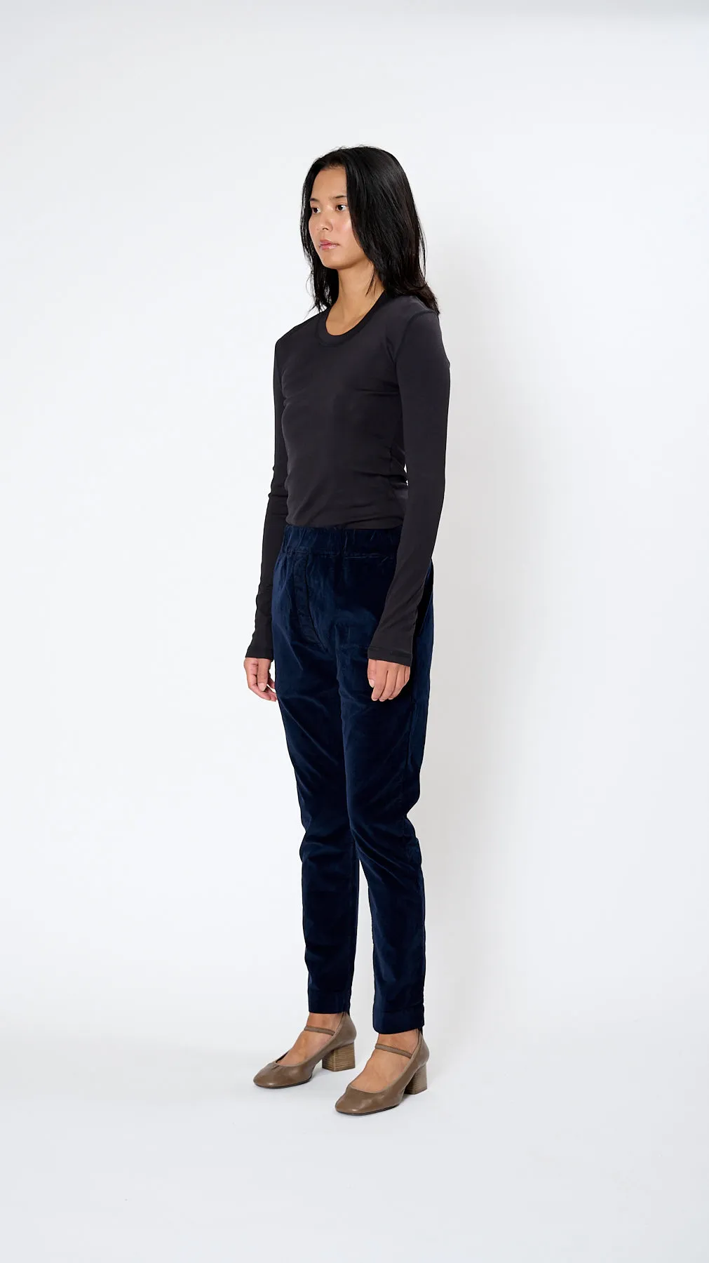 Velvet Slim Trouser in Ink