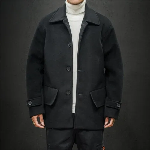 Winter Wool Jacket Men High-quality Wool Coat Casual Slim Collar Men's Trench