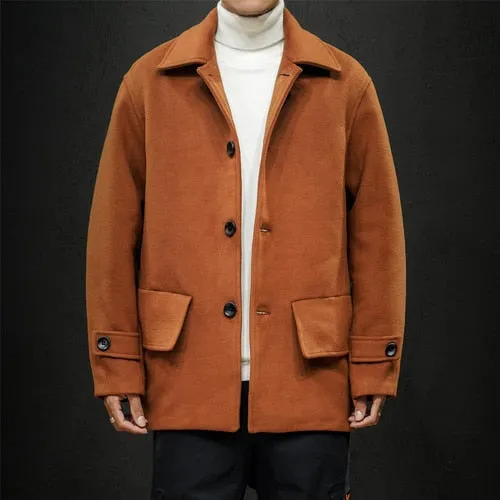 Winter Wool Jacket Men High-quality Wool Coat Casual Slim Collar Men's Trench