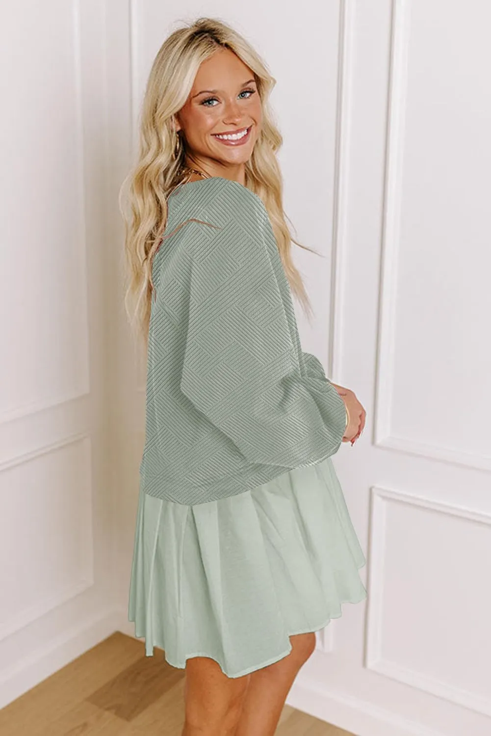 Womens Crew Neck Sweatshirt Dress 2025 Trendy Fall Long Sleeve Pullover Tops Casual Flowy Patchwork Mini Dresses