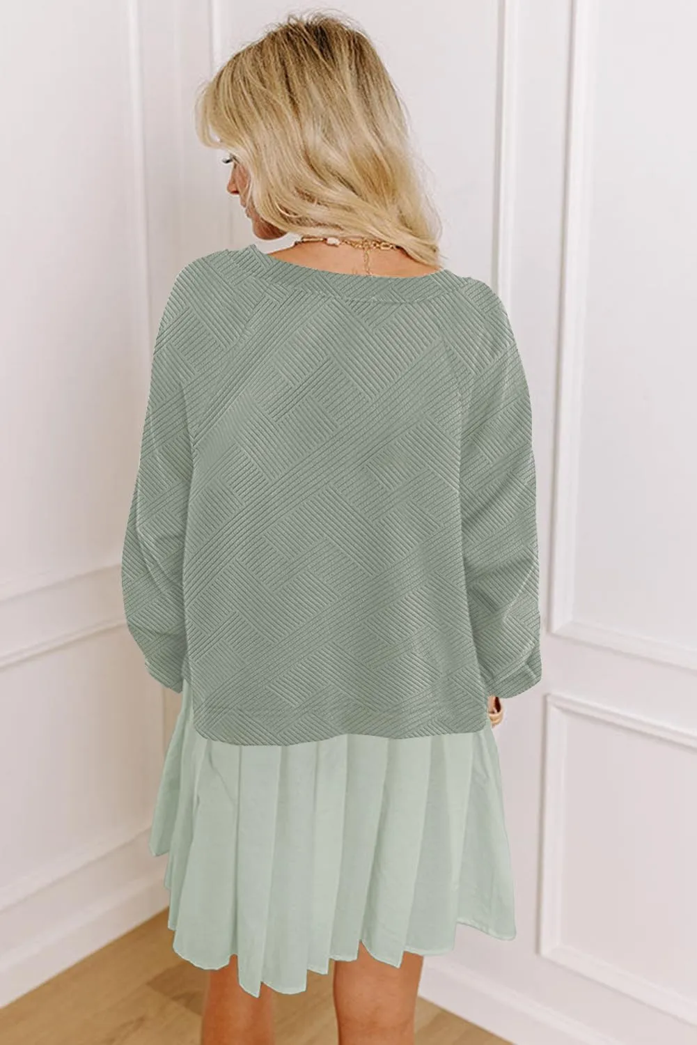 Womens Crew Neck Sweatshirt Dress 2025 Trendy Fall Long Sleeve Pullover Tops Casual Flowy Patchwork Mini Dresses