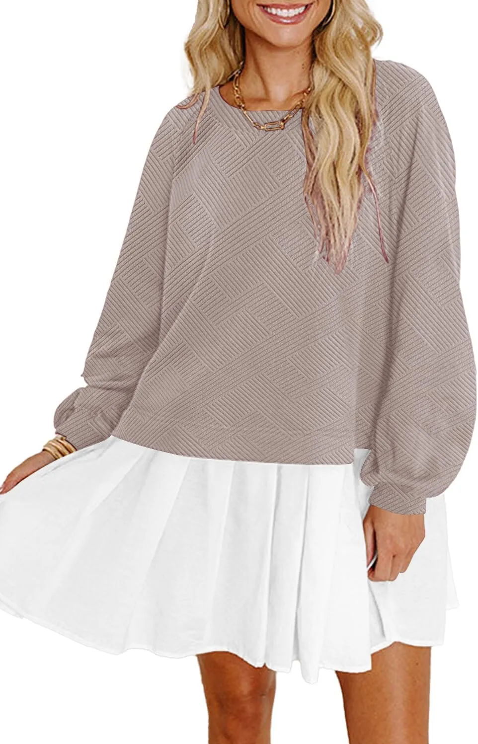 Womens Crew Neck Sweatshirt Dress 2025 Trendy Fall Long Sleeve Pullover Tops Casual Flowy Patchwork Mini Dresses