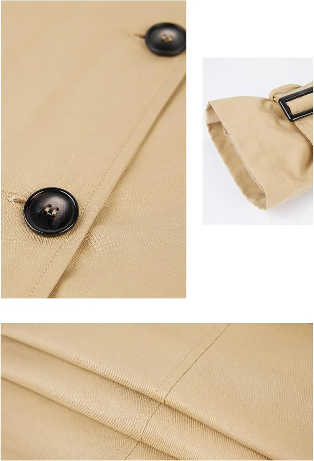Women's Long Trench Coat Long Sleeve Lapel Double-Breasted Belted Slim Overcoat With Belt